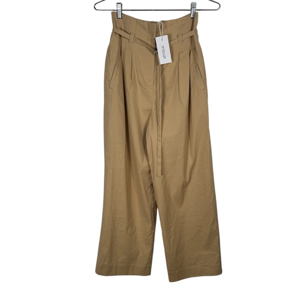 NWT Derek Lam 10 Crosby Sergio High Waist Wide Leg Linen Pants, Almond, Size 2 - Picture 5 of 12